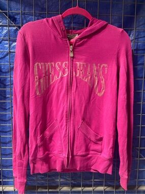 Guess Hot Pink Hooded Zip Sweatshirt